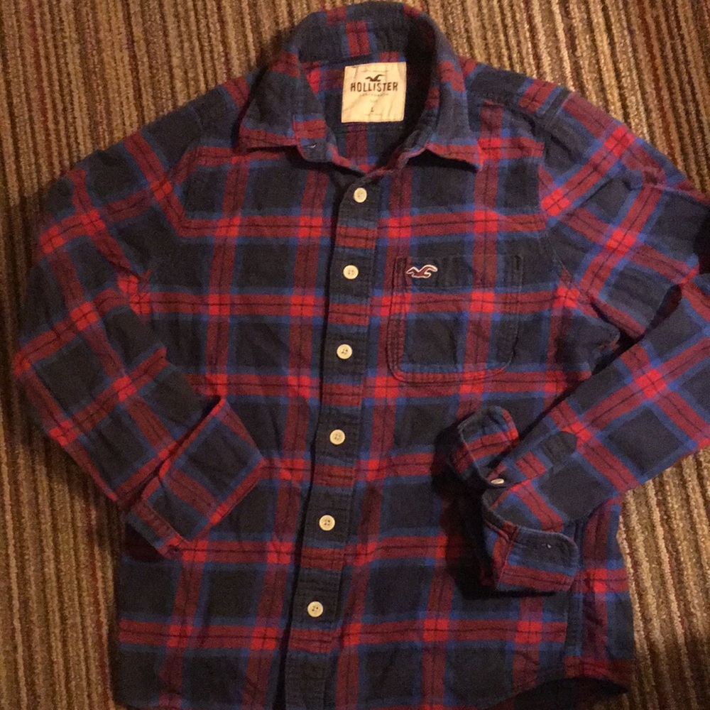 Hollister Red and Blue Plaid Shirt